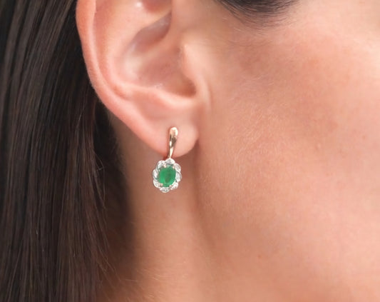 Ohrringe mit Smaragd und Brillanten Rotgold 585 Art. Nr. 3020433