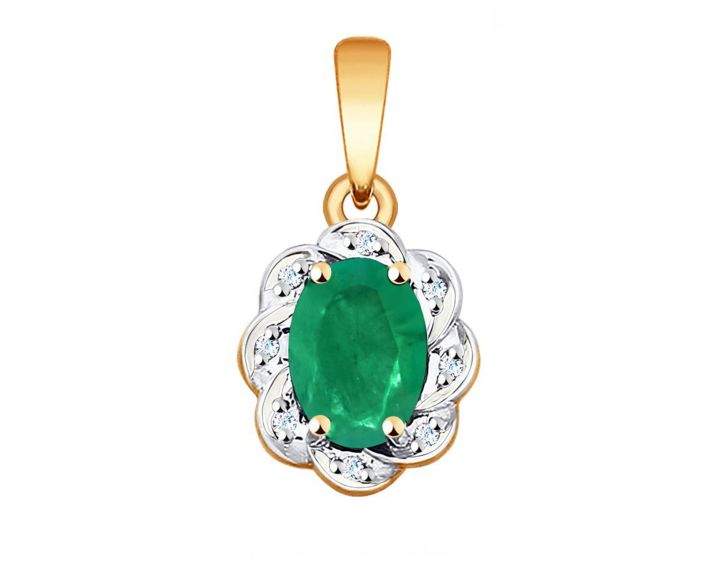 Anhänger mit Smaragd und Brillanten Russisches Rotgold 585 Art. Nr. 3030137