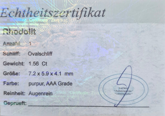 Rhodolit 7,2 x 5, 9 mm 1,56 Ct
