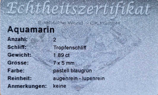 Aquamarin ein paar 7 x 5 mm 1,89 Ct