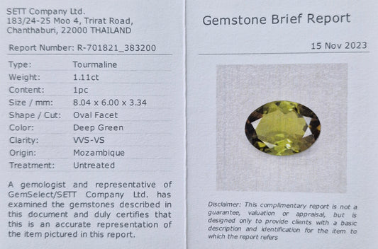 Turmalin 8,04 x 6,00 x 3,34 mm 1,11 Ct