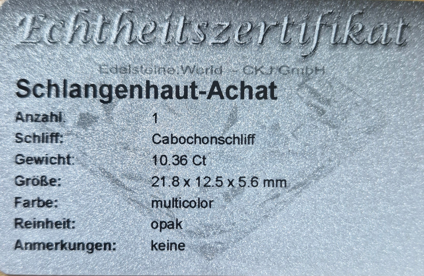 Schlangenhaut-Achat 10.36 Ct