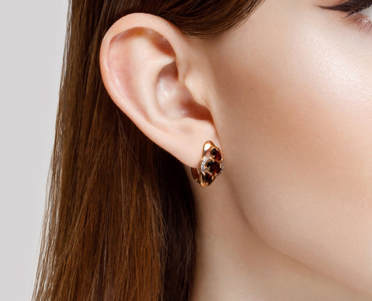 Ohrringe mit Granat und Zirkonia Rotgold 585 Art. Nr. 725866