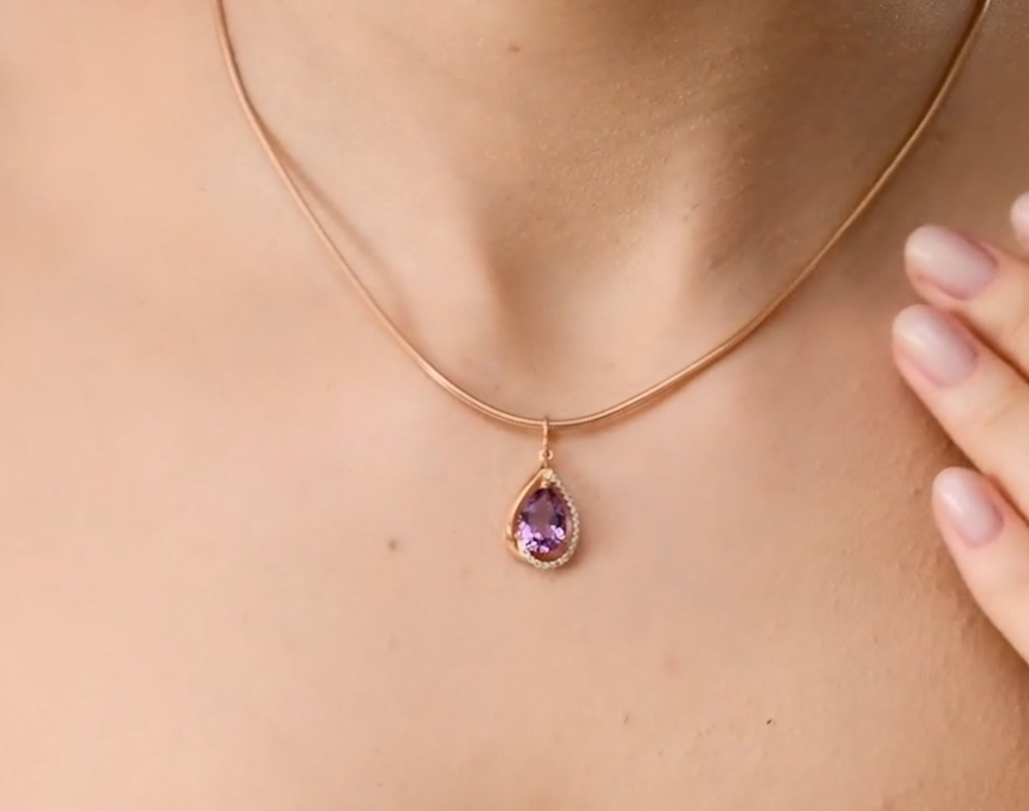 Anhänger mit Amethyst und Zirkonia Russisches Rotgold 585 Art. Nr. 731896