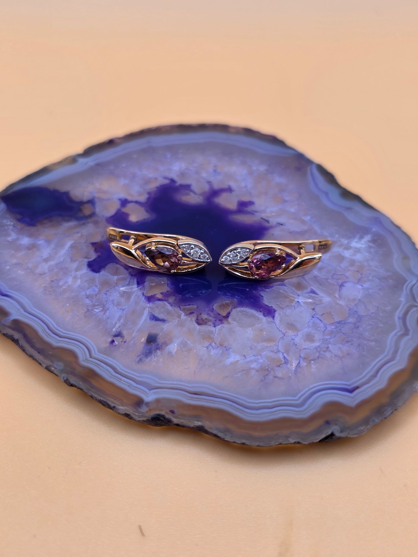 Ohrringe mit Turmalin und Brillanten Rotgold 585 Art. Nr.64006Tur