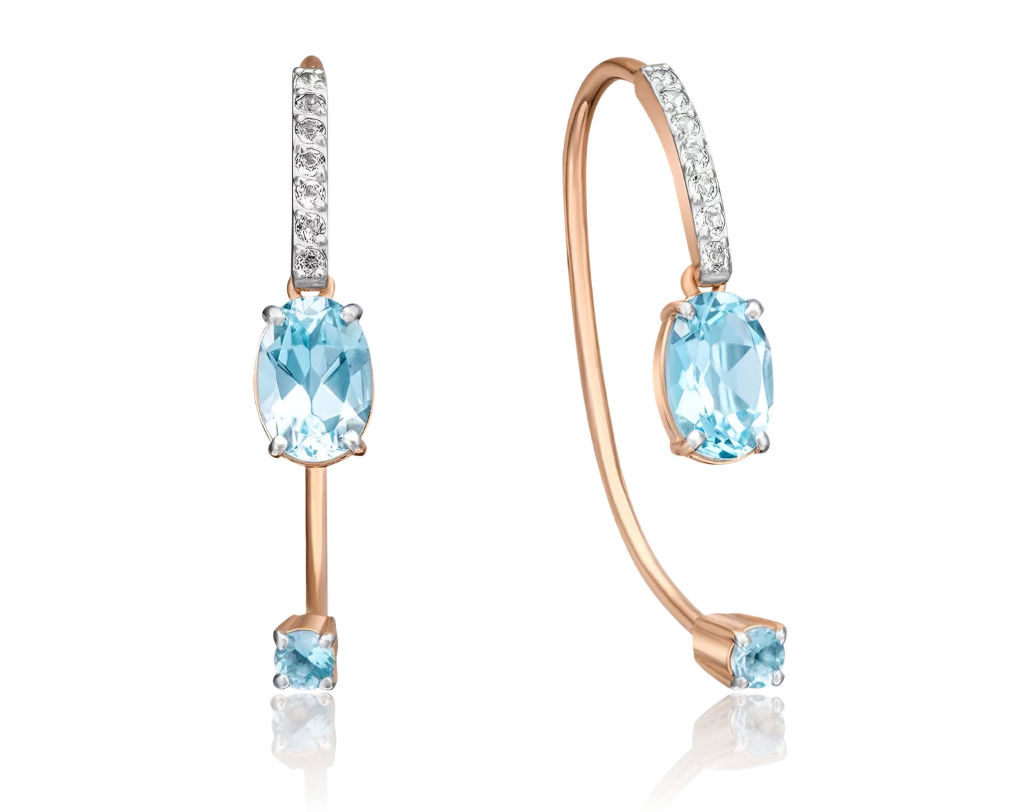 Ohrringe mit Swiss Blue Topas und Zirkonia Rotgold 585 Art. Nr. 02-4365-00-201-1110-57