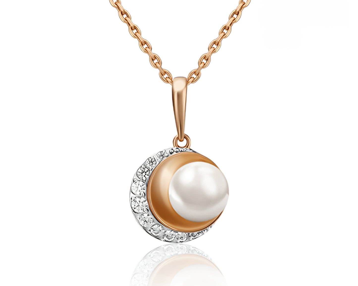 Anhänger mit Perle und Zirkonia Rotgold 585 Art. Nr. 03-3009-00-307-1110-31 P