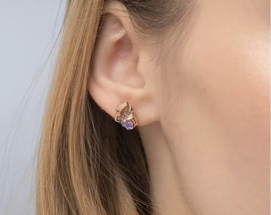 Ohrstecker mit Amethyst und Zirkonia Rotgold 585 Art. Nr. 02-5169-00-203-1110 P