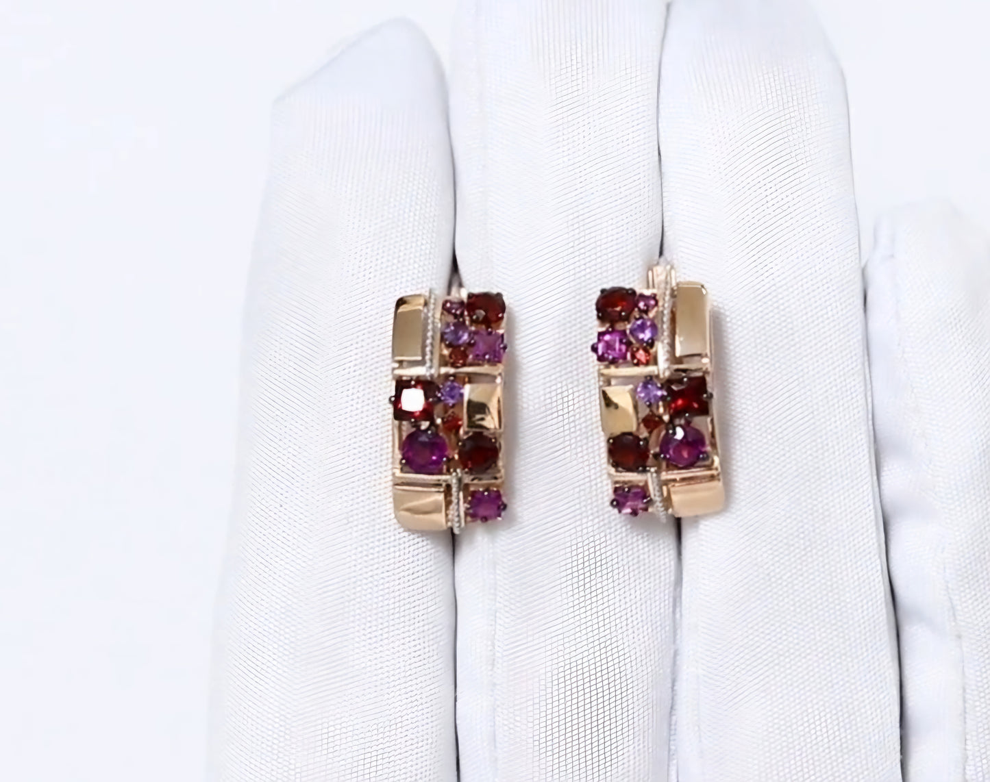 Ohrringe mit Amethyst und Granat Rotgold 585 Art. Nr. 02-4406-00-257-1111-57 P