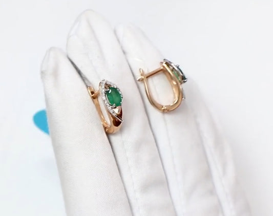 Ohrringe mit Smaragd und Brillanten Rotgold 585 Art. Nr. 3020396