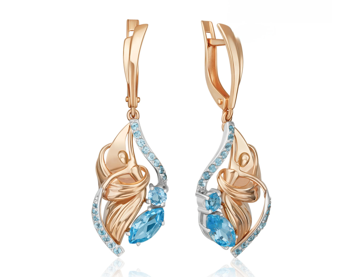 Ohrringe mit Swiss Blue Topas Russisches Rotgold 585 Art. Nr. 02-5166-00-201-1111 P