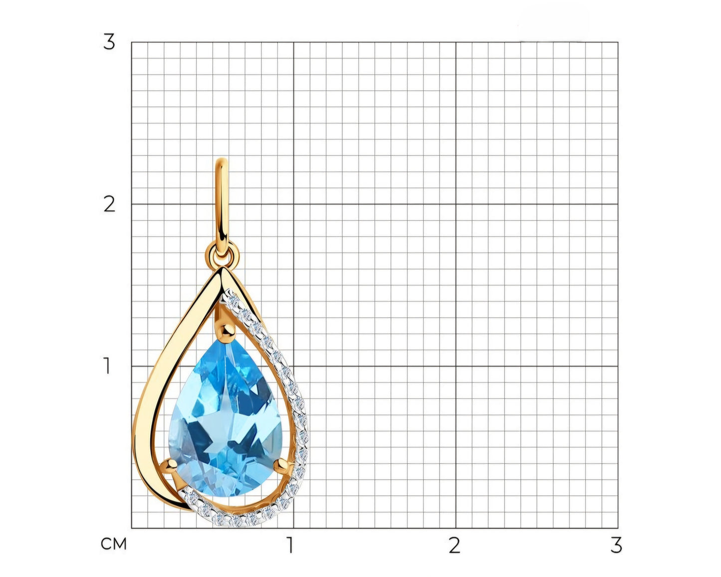 Anhänger mit Swiss Blue Topas und Zirkonia Russisches Rotgold 585 Art. Nr.731894
