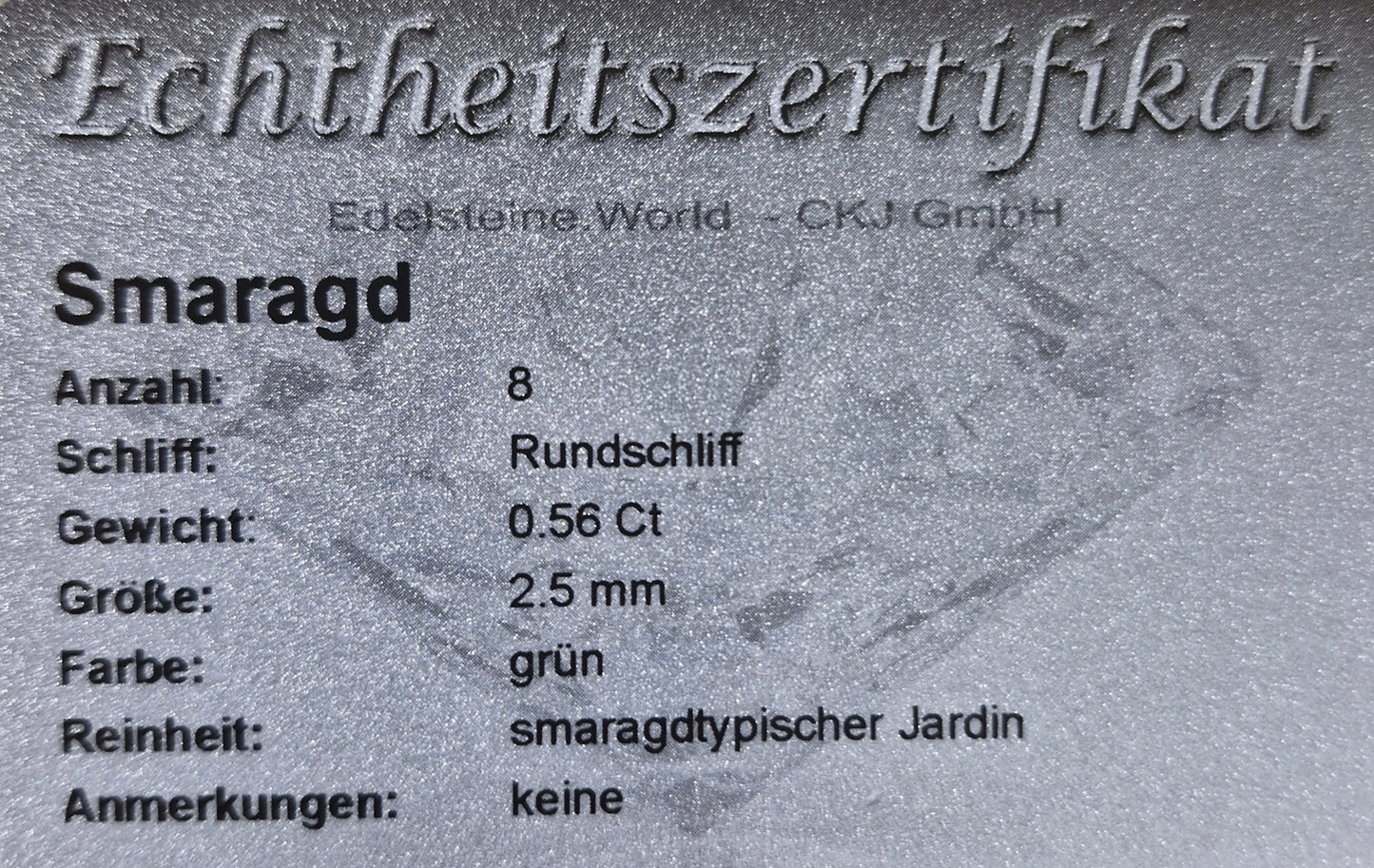 Smaragd 2,5 mm 0.07 Ct