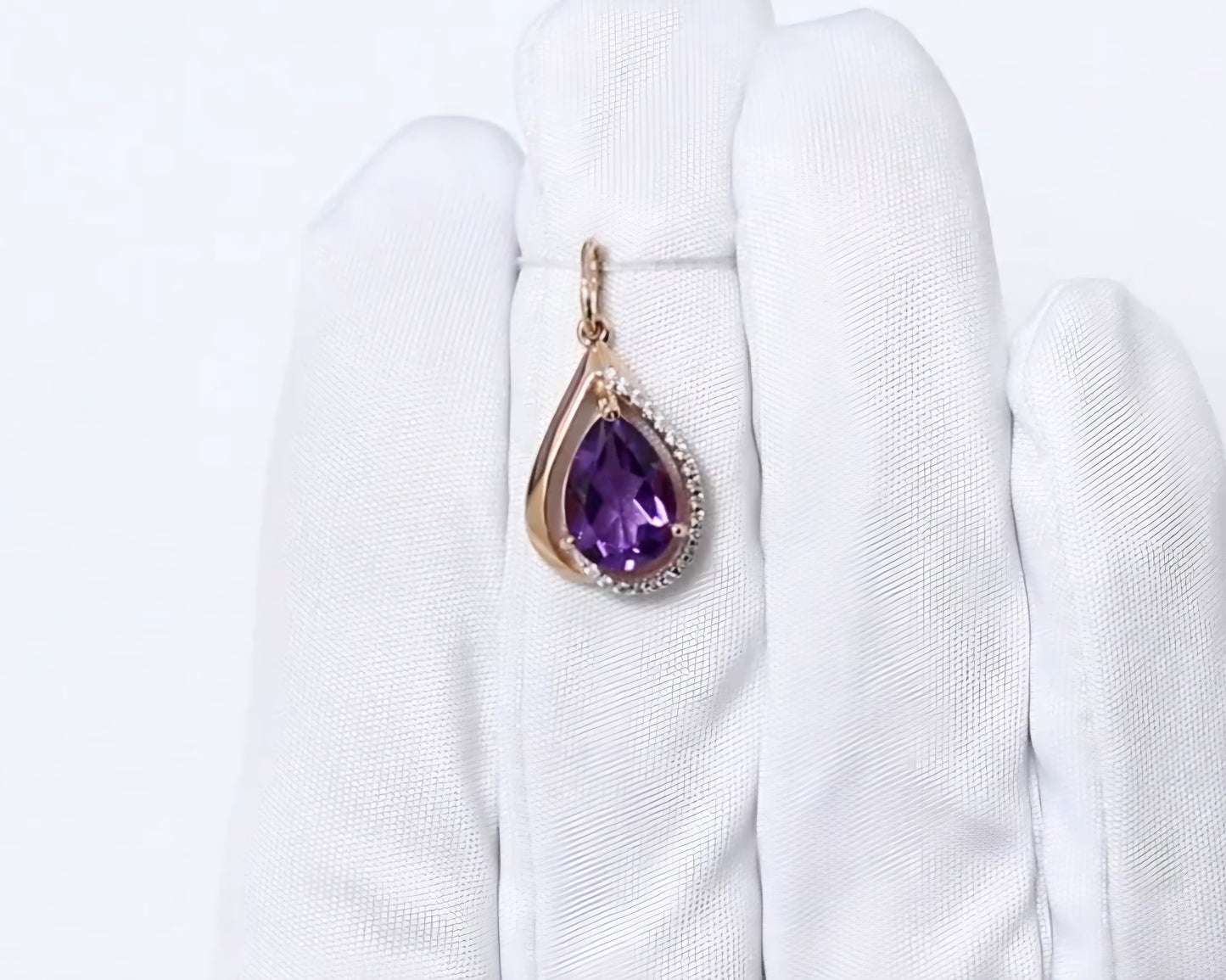 Anhänger mit Amethyst und Zirkonia Russisches Rotgold 585 Art. Nr. 731896