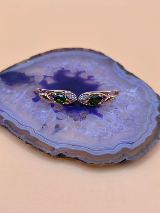 Ohrringe mit Chromdiopsid und Brillanten Rotgold 585 Art. Nr. 64006Ch