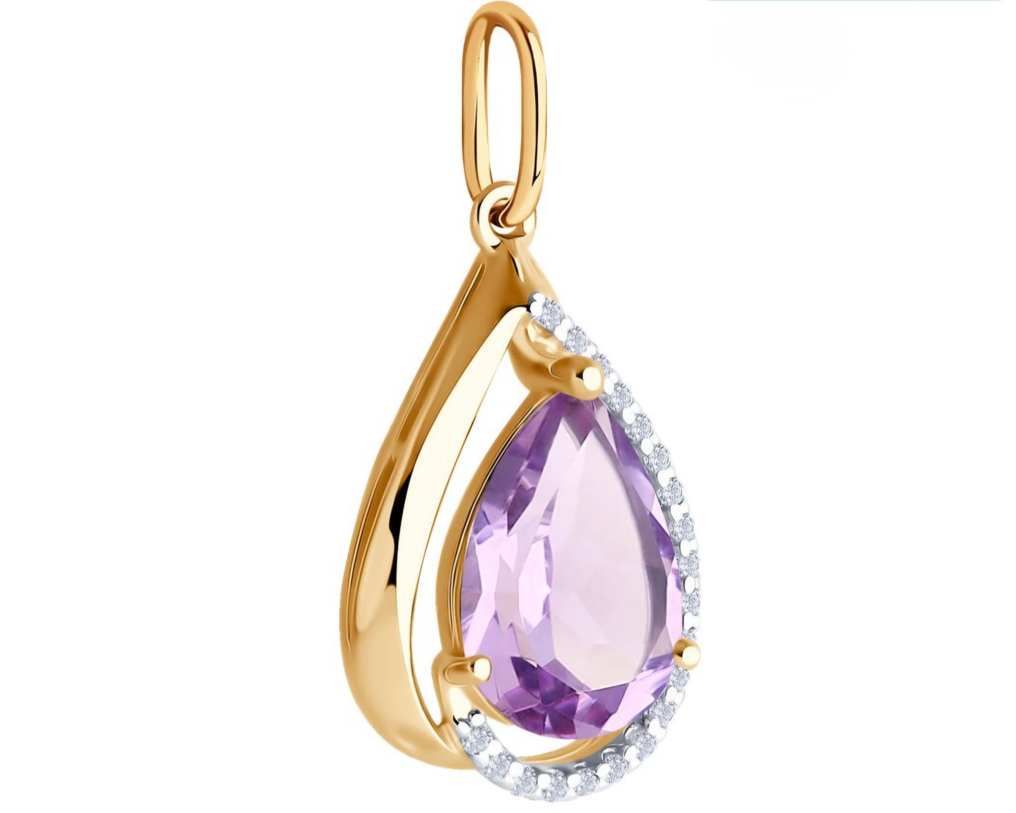Anhänger mit Amethyst und Zirkonia Russisches Rotgold 585 Art. Nr. 731896