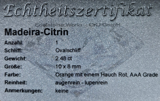 Madeira Citrin 10 x 8 mm 2.48 Ct