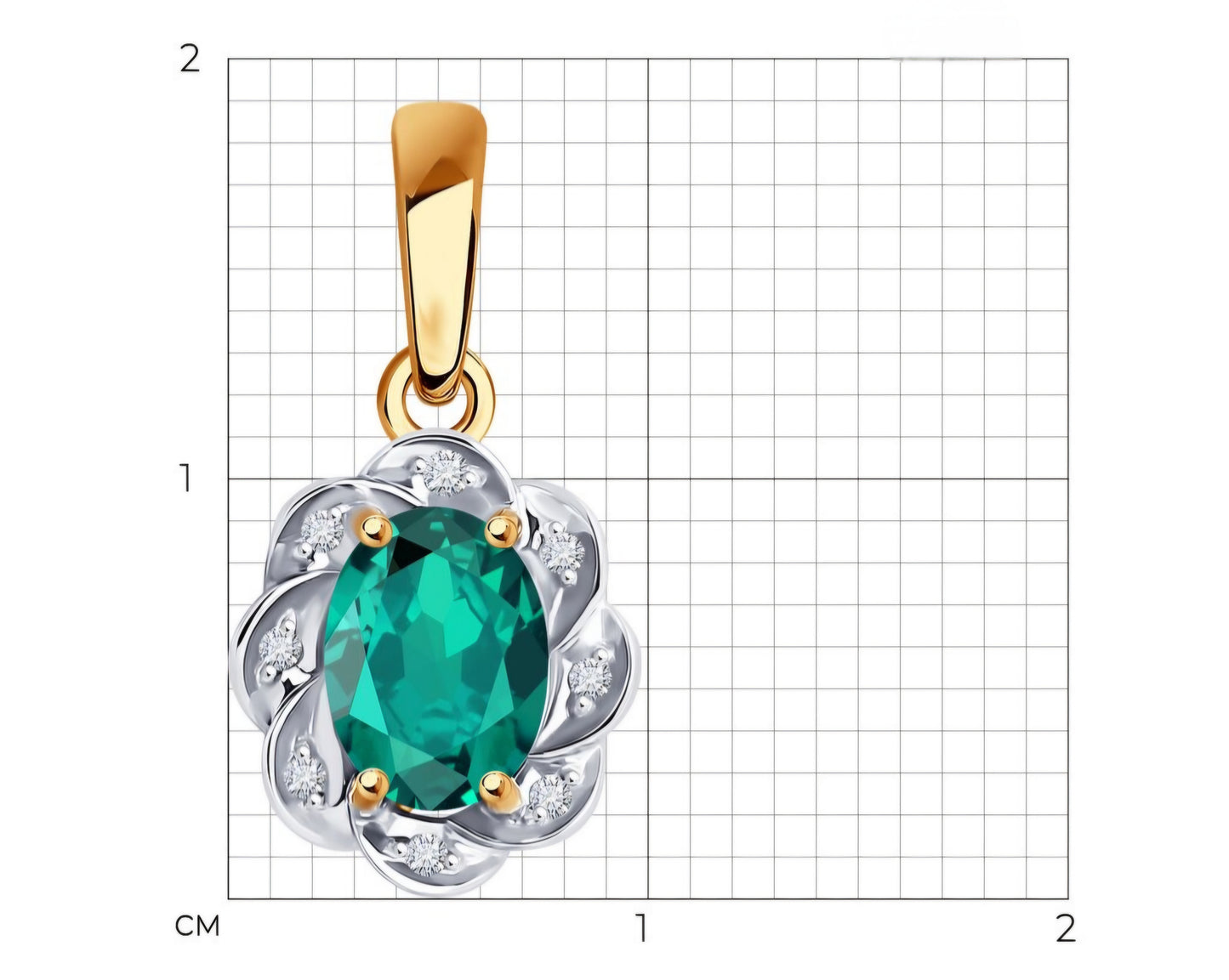 Anhänger mit Smaragd und Brillanten Russisches Rotgold 585 Art. Nr. 3030137