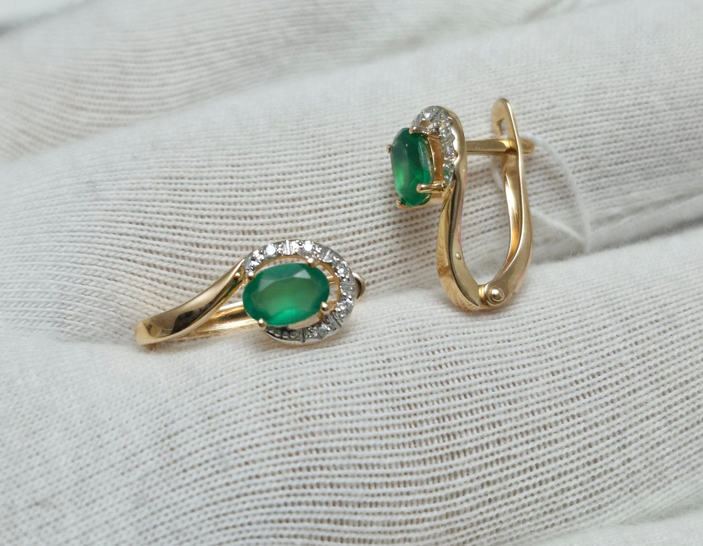 Ohrringe mit Onix und Zirkonia Russisches Rotgold 585 Art. Nr. T143025947