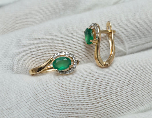 Ohrringe mit Onix und Zirkonia Russisches Rotgold 585 Art. Nr. T143025947
