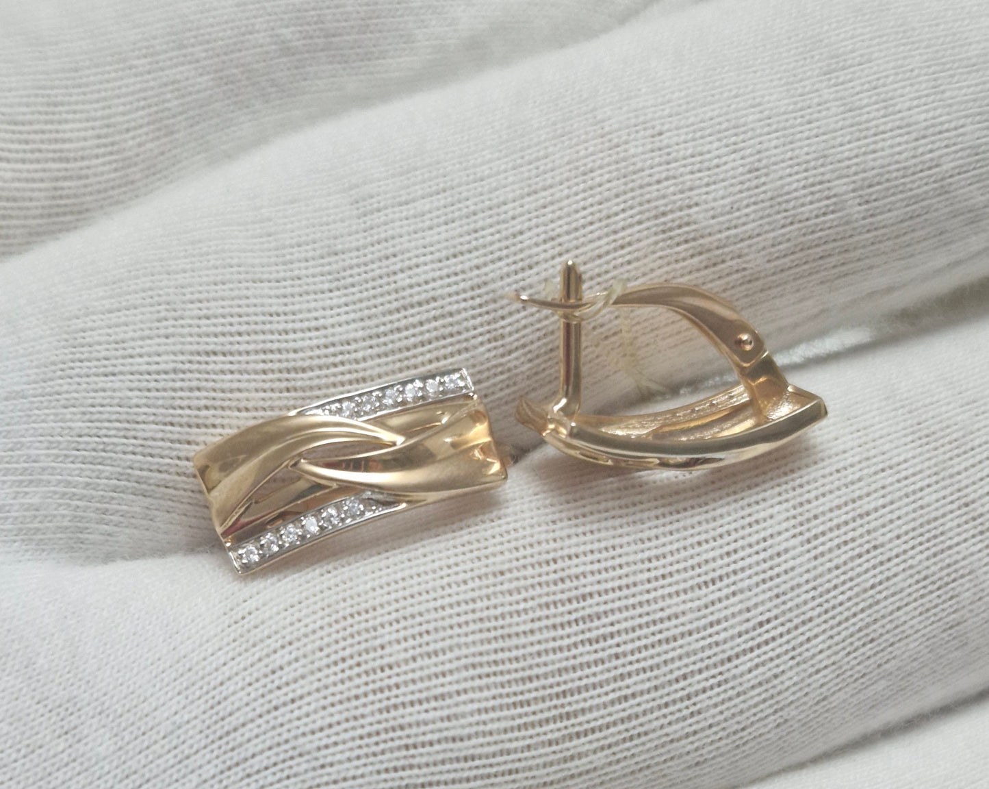Ohrringe mit Zirkonia Russisches Rotgold 585 Art. Nr. 028364