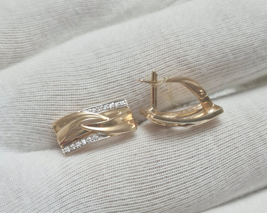 Ohrringe mit Zirkonia Russisches Rotgold 585 Art. Nr. 028364