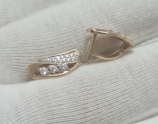 Ohrringe mit Zirkonia Russisches Rotgold 585 Art. Nr. 028218