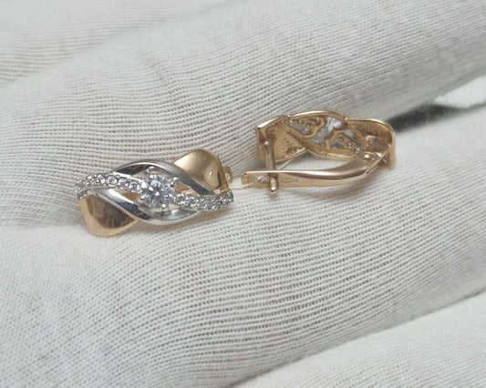 Ohrringe mit Zirkonia Russisches Rotgold 585 Art. Nr. 028062