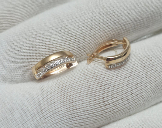 Ohrringe mit Zirkonia Russisches Rotgold 585 Art. Nr. 027186