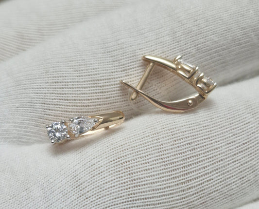 Ohrringe mit Swarovski Zirkonia Russisches Rotgold 585 Art. Nr. 81020323