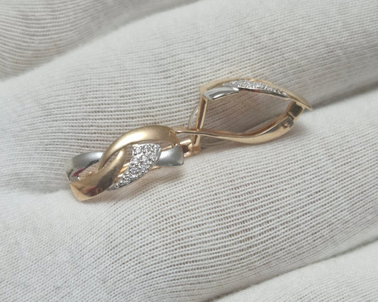 Ohrringe mit Zirkonia Russisches Rotgold 585 Art. Nr. 028185