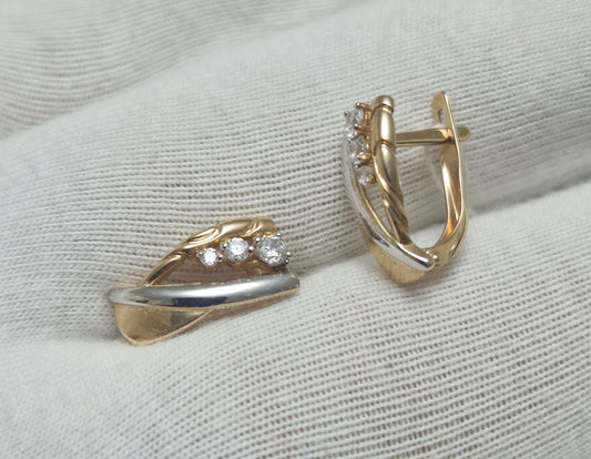 Ohrringe mit Zirkonia Russisches Rotgold 585 Art. Nr. T142028688