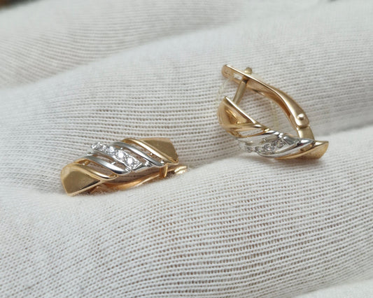 Ohrringe mit Zirkonia Russisches Rotgold 585 Art. Nr. 028247