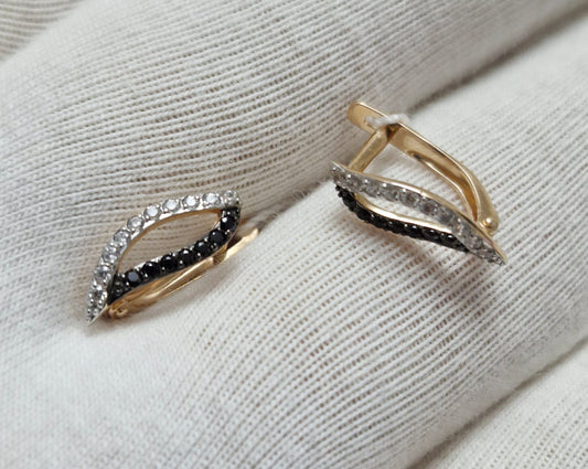 Ohrringe mit Zirkonia Russisches Rotgold 585 Art. Nr. T142024663