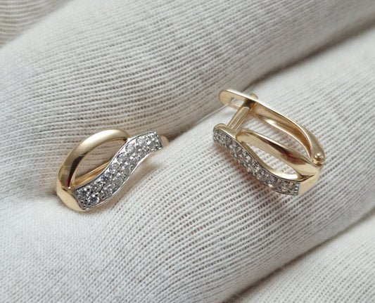 Ohrringe mit Zirkonia Russisches Rotgold 585 Art. Nr. T142025258
