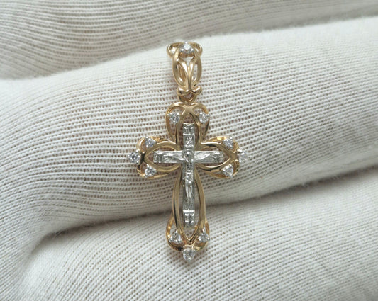 Goldkreuz mit Zirkonia Russisches Rotgold 585 Art. Nr. T13206751