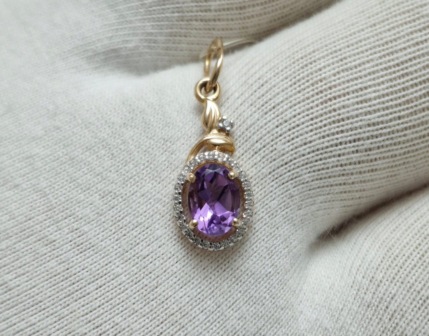 Anhänger mit Amethyst und Zirkonia Russisches Rotgold 585 Art. Nr. 730848