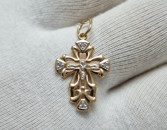 Goldkreuz mit Zirkonia Russisches Rotgold 585 Art. Nr. 121368