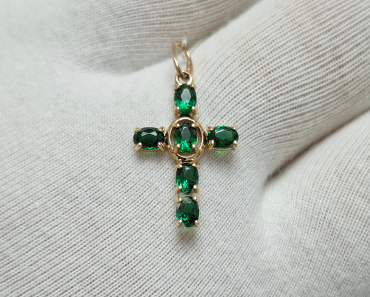 Goldkreuz mit Smaragd HTS Russisches Rotgold 585 Art. Nr. 732277