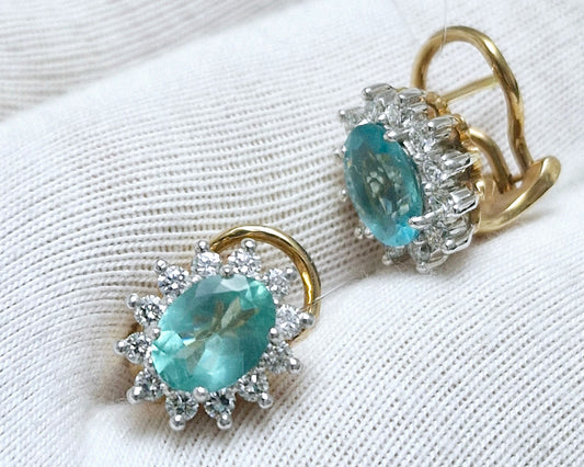 Ohrringe mit Apatit und Brillanten Rotgold 585 Art. Nr. 2364A