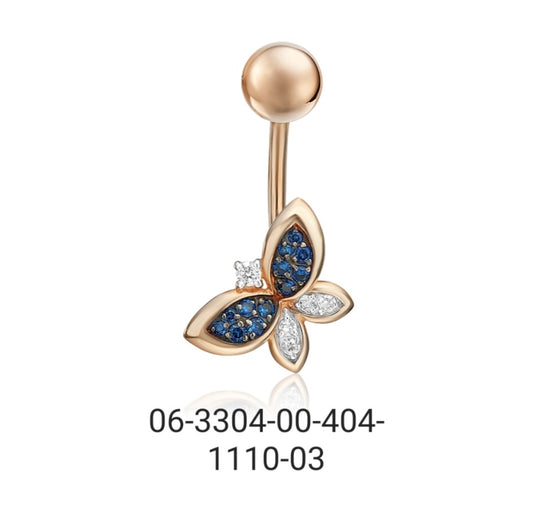 Bauchpiercing mit Zirkonia russisches Rotgold 585 Art. Nr: 06-3304-00-404-1110-03