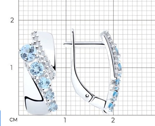 Silber Ohrringe mit Sky Blue Topas und Zirkonia  Art. Nr. 92022049
