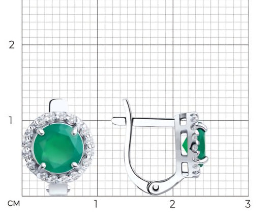Silber Ohrringe mit Achat und Zirkonia Art. Nr. 92022458