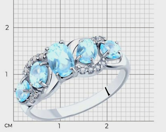 Silber Ring mit Sky Blue Topas und Zirkonia Art. Nr. 92011008