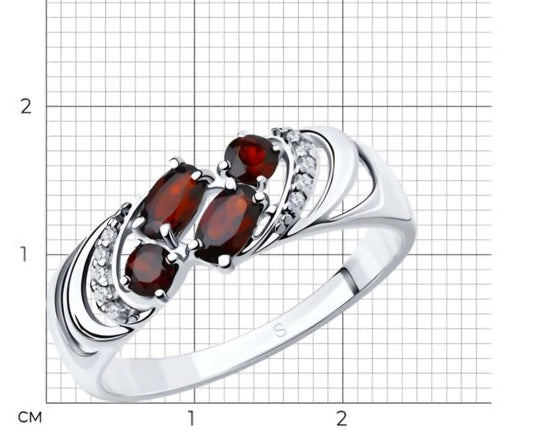 Silber Ring mit Granat und Zirkonia Art. Nr. 92011219