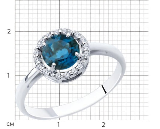 Silber Ring mit London Blue Topas und Zirkonia Art. Nr. 92011017
