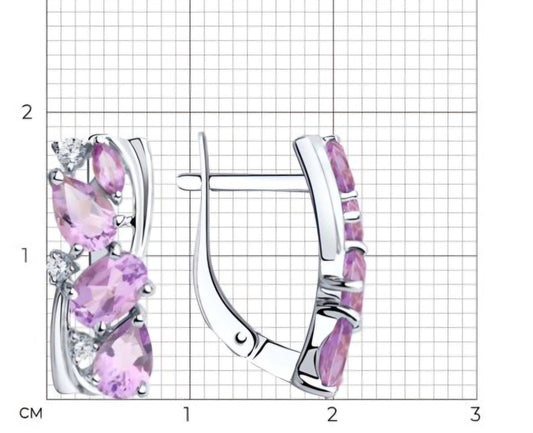 Silber Ohrringe mit Amethyst und Zirkonia  Art. Nr. 92022129