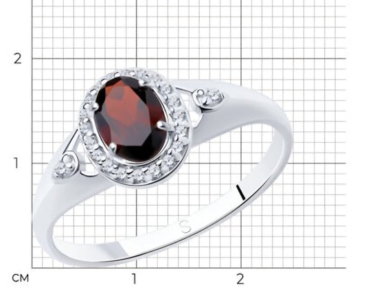 Silber Ring mit Granat und Zirkonia  Art. Nr. 92011546