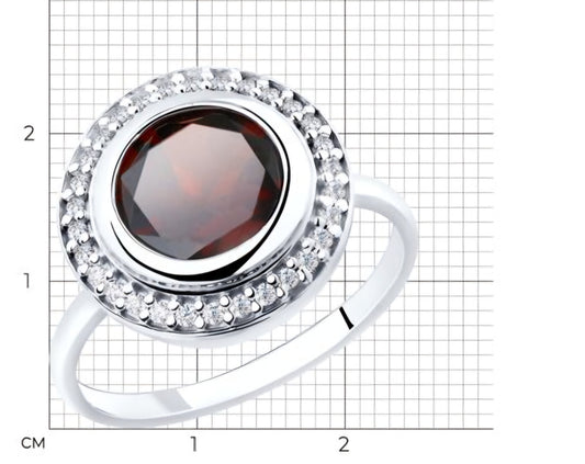 Silber Ring mit Granat und Zirkonia Art. Nr. 92011853