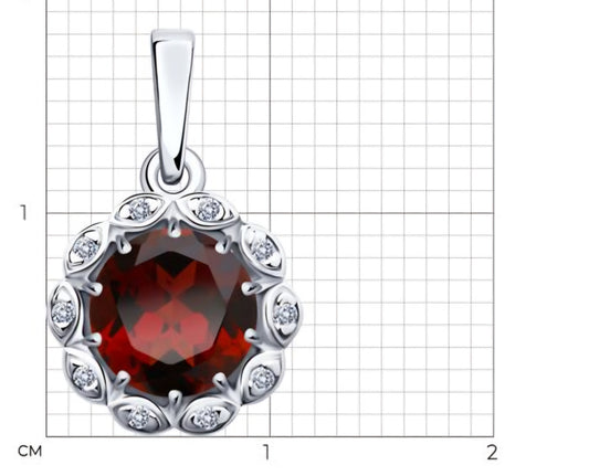 Silber Anhänger mit Granat und Zirkonia Art. Nr. 92030486